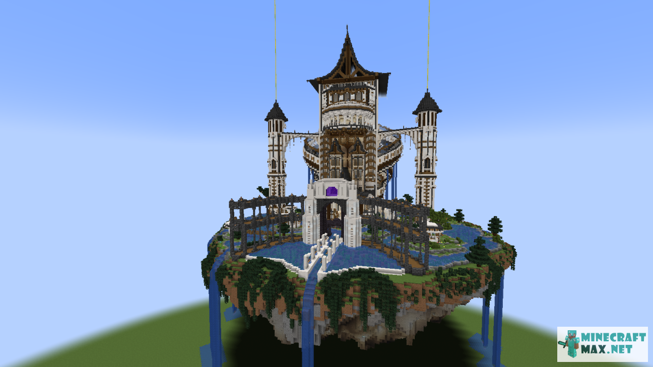 Beautiful Sky Island Mega Base Elven Fortress | Download map for Minecraft: 1