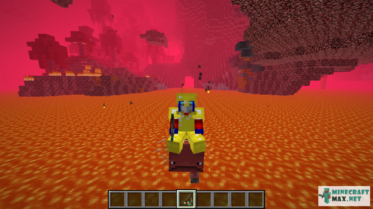 Quests Screenshot of a player riding a strider in the Nether for Minecraft | Screenshot 2