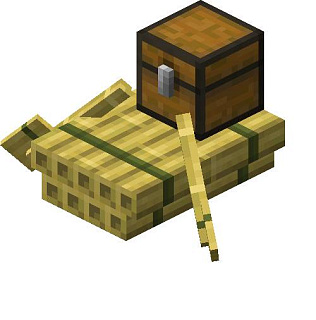 Bamboo Raft with Chest in Minecraft