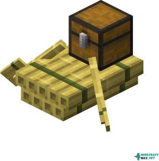 Bamboo Raft with Chest in Minecraft