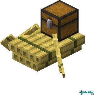 Бамбуковый плот с сундуком в Майнкрафте