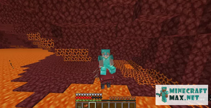 Quests Screenshot of a player riding a strider in the Nether for Minecraft | Screenshot 4