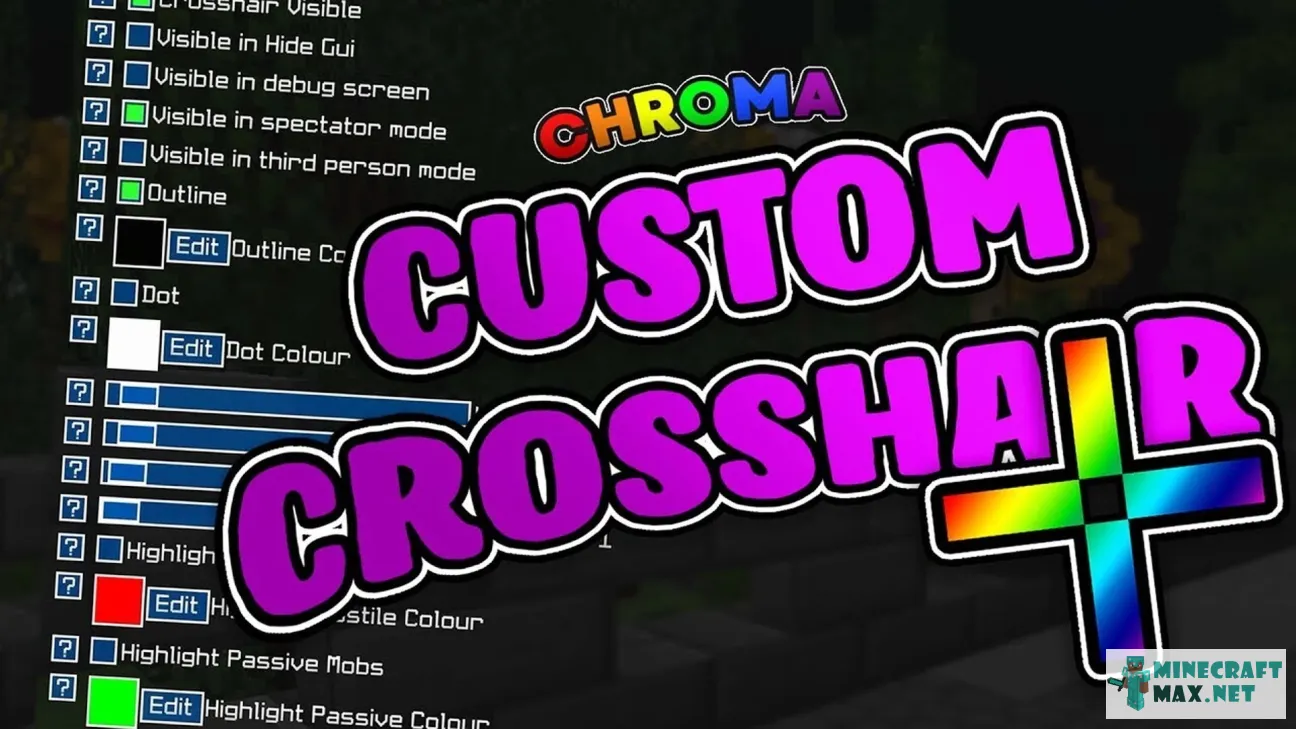 Custom Crosshair Mod | Lejupielādējiet modifikāciju Minecraft: 1