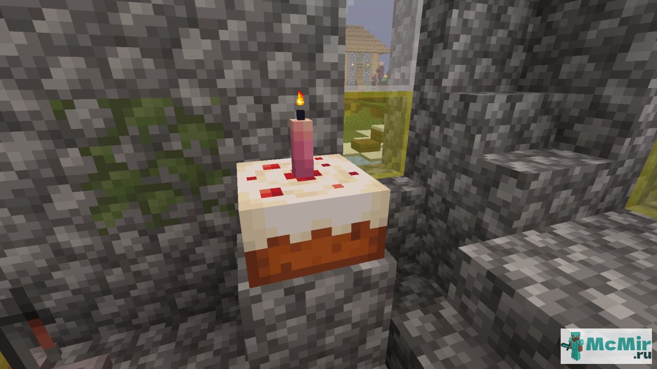 Как сделать торт с розовой свечой в Майнкрафт | Screenshot 1