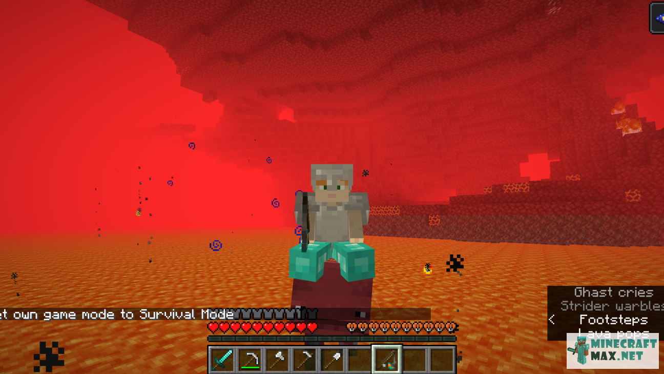 Quests Screenshot of a player riding a strider in the Nether for Minecraft | Screenshot 6