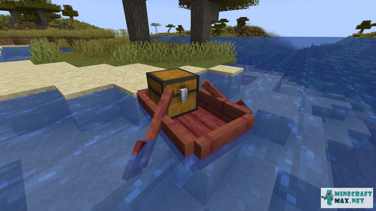 Mangrove Boat with Chest in Minecraft | Screenshot 1