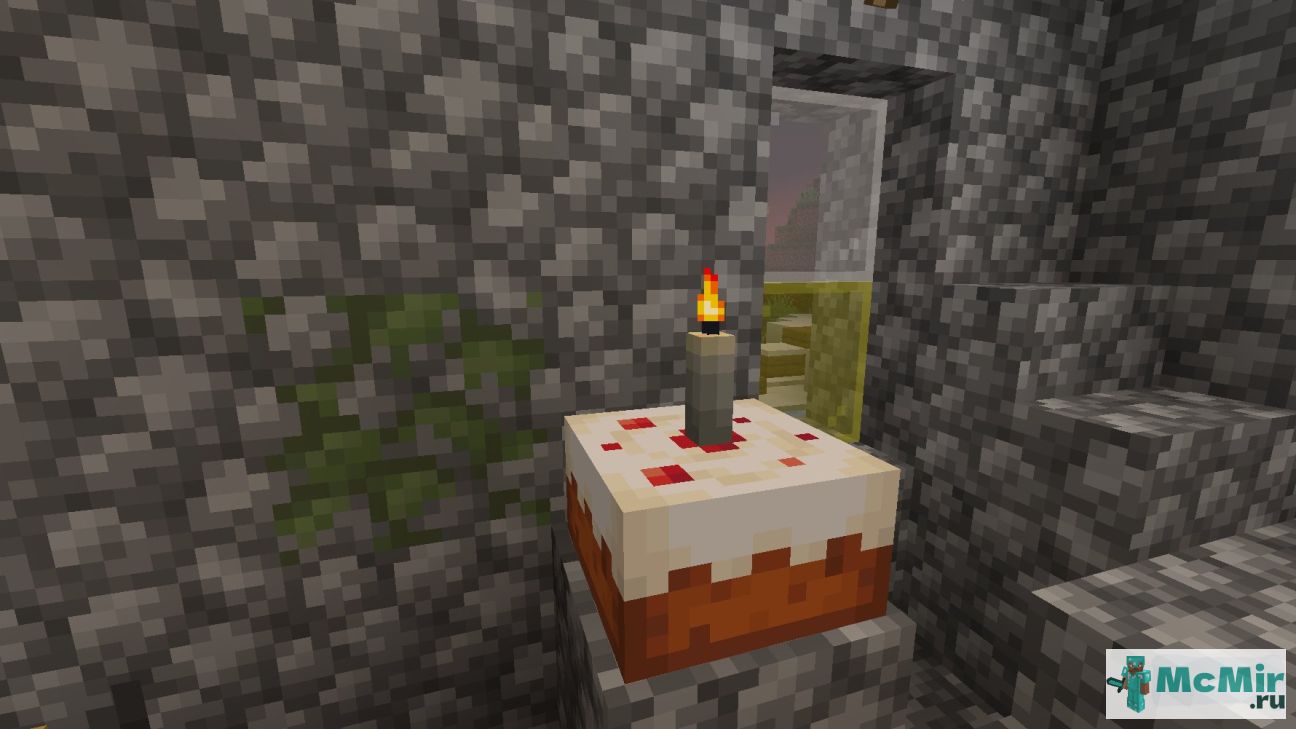 Как сделать торт со светло-серой свечой в Майнкрафт | Screenshot 1