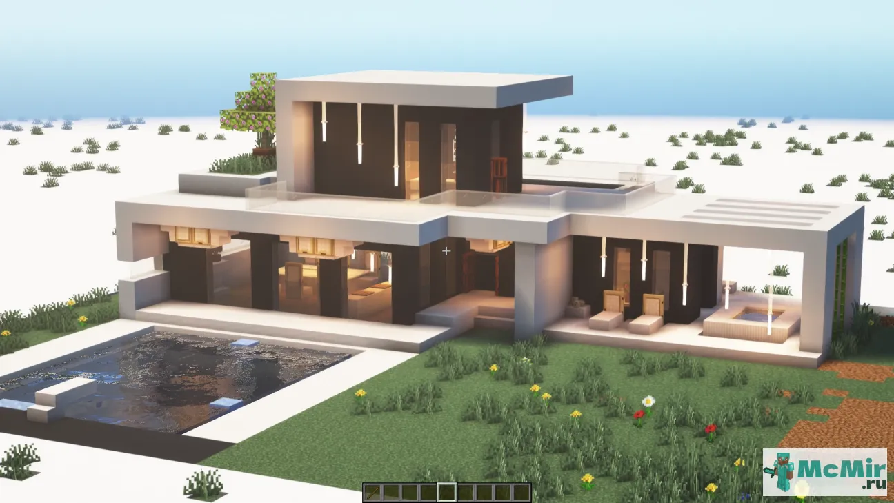 Карта Огромный современный дом с бассейном | Скачать карту Майнкрафт: 1