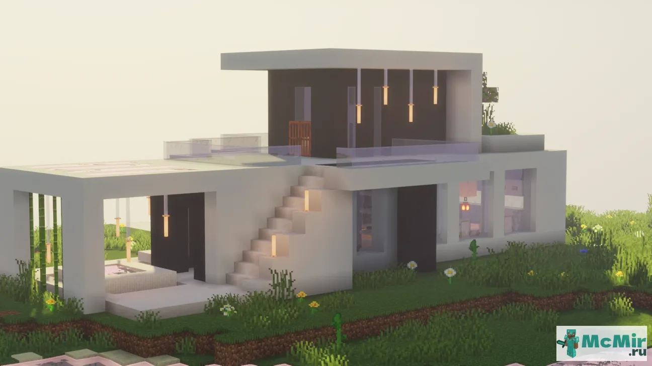 Как построить Хай-тек дом с бассейном в Майнкрафт