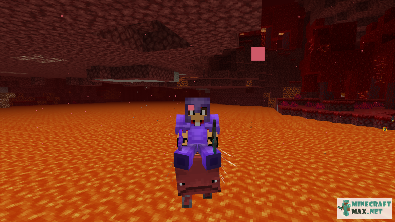 Quests Screenshot of a player riding a strider in the Nether for Minecraft | Screenshot 5