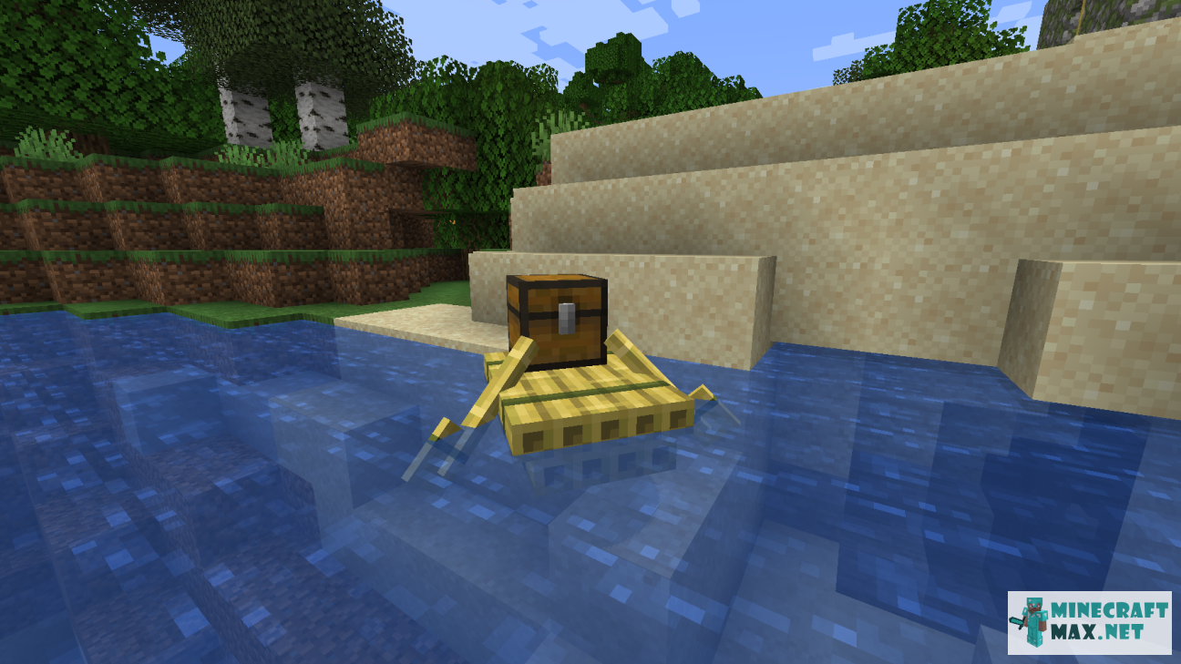 Bamboo Raft with Chest in Minecraft | Screenshot 1