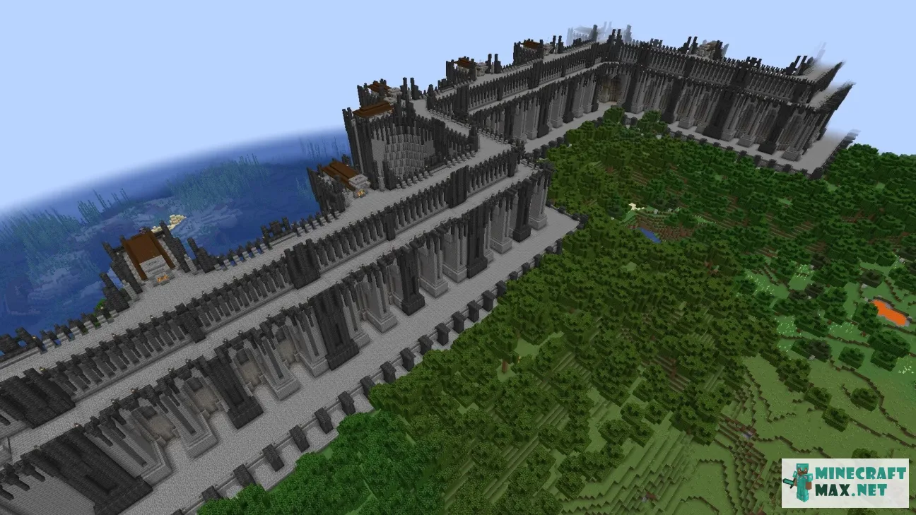 Aacumenunan Sea Wall made of cascading structure blocks | Download map for Minecraft: 1
