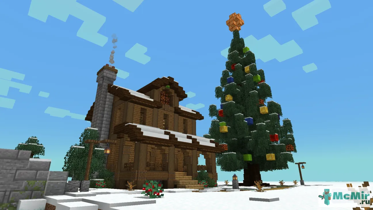 Карта Рождественский домик и елка | Скачать карту Майнкрафт: 1