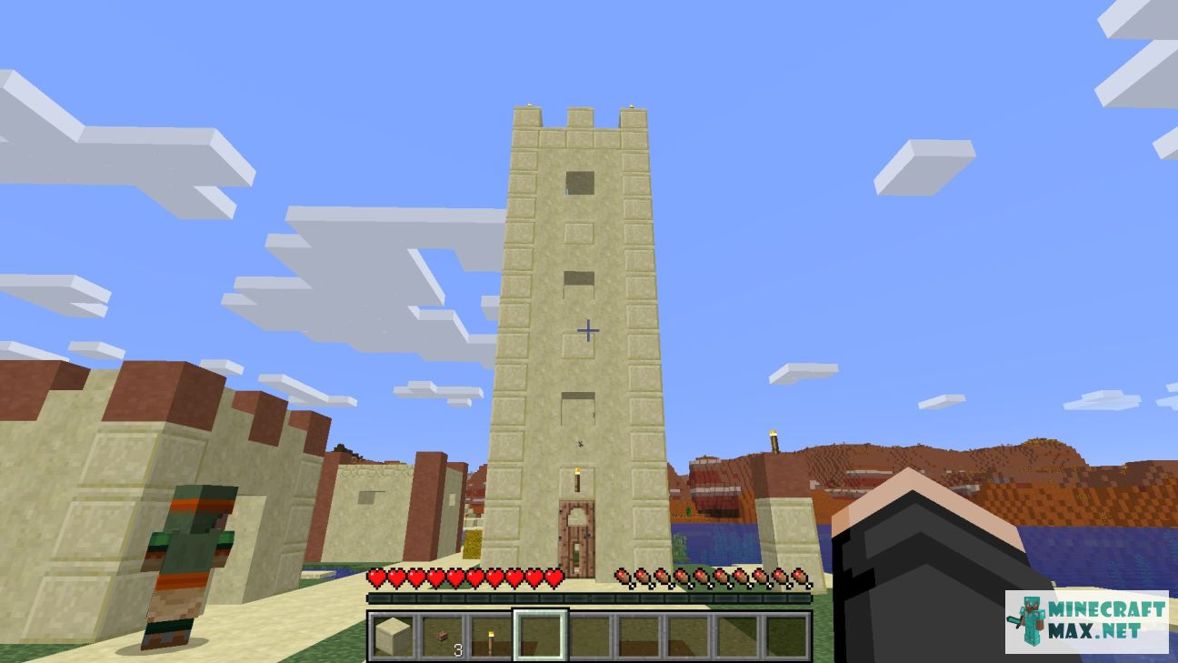 Veiciet uzdevumu Найти башню высотой 4 этажа в деревне programmā Minecraft | Screenshot 1