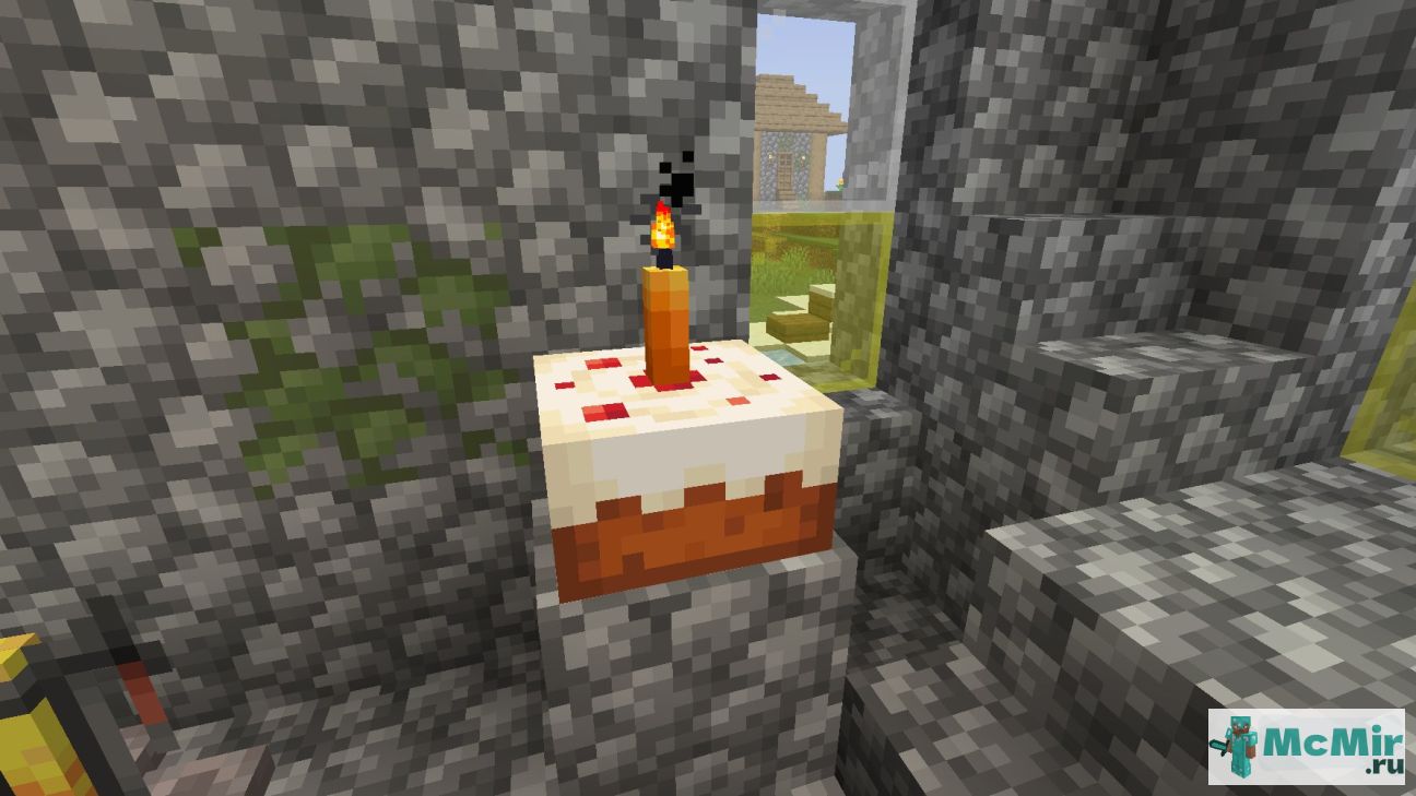 Как сделать торт с оранжевой свечой в Майнкрафт | Screenshot 1