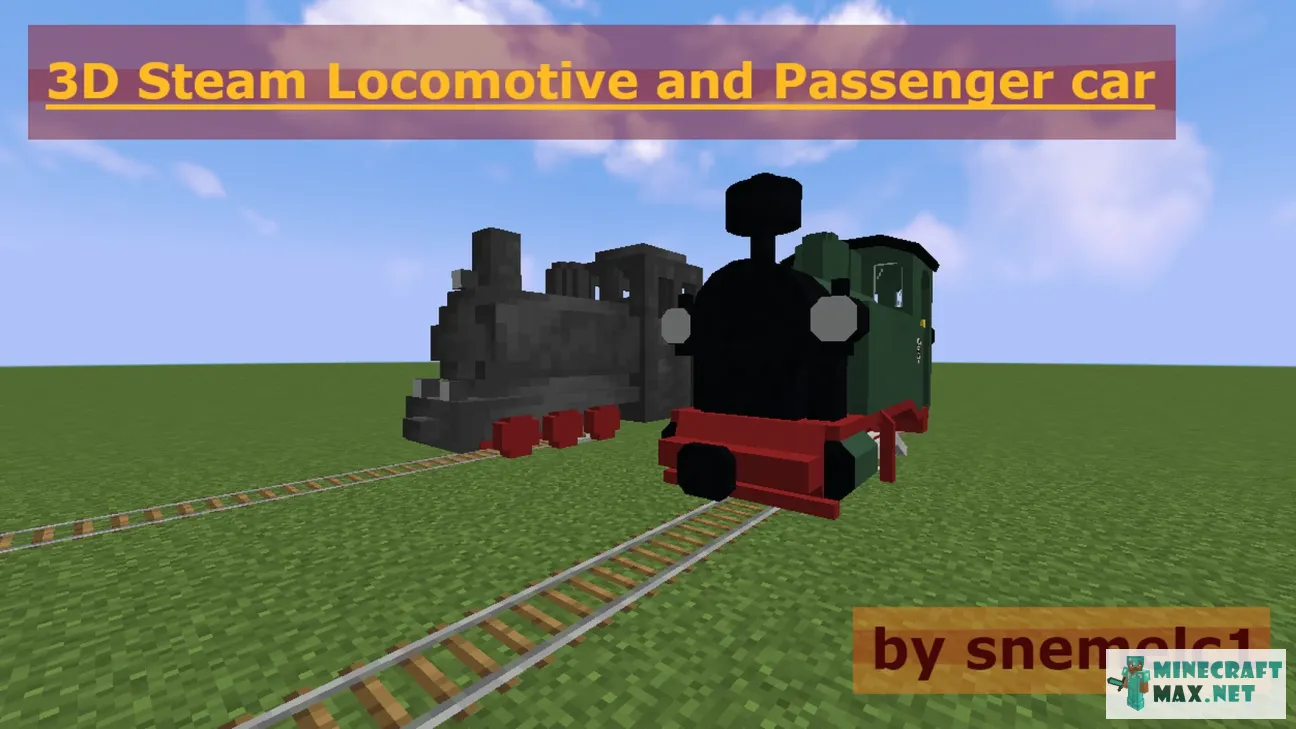 3D Steam Locomotive and Passenger car | Download texture for Minecraft: 1
