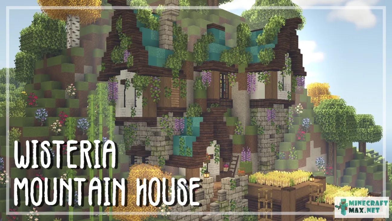 Wisteria mountain house | Download map for Minecraft: 1