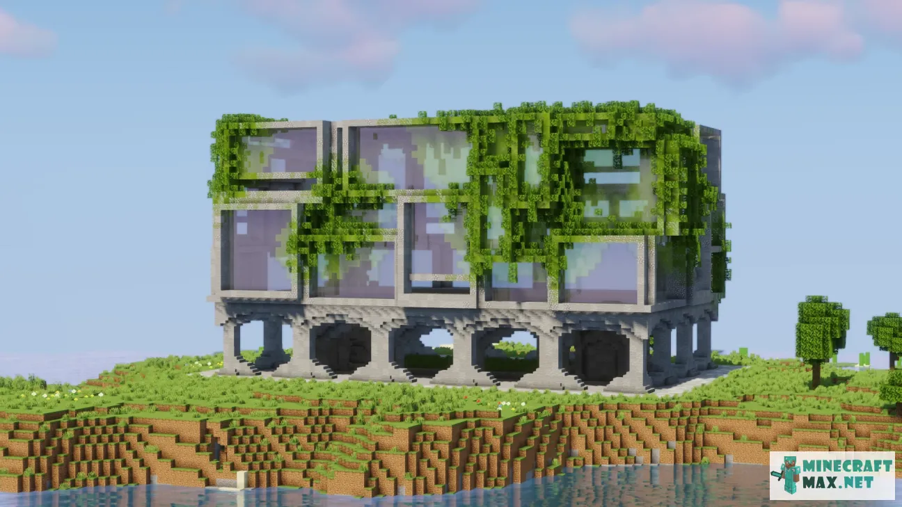 Eco Brutalism Beginner House || by LemonTorture | Download map for Minecraft: 1