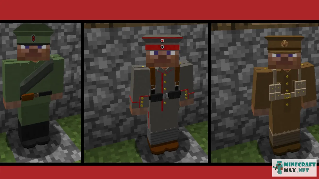 WW1 uniform pack for the expansive weaponry mod | Download mod for Minecraft: 1