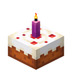 Торт с пурпурной свечой в Майнкрафте